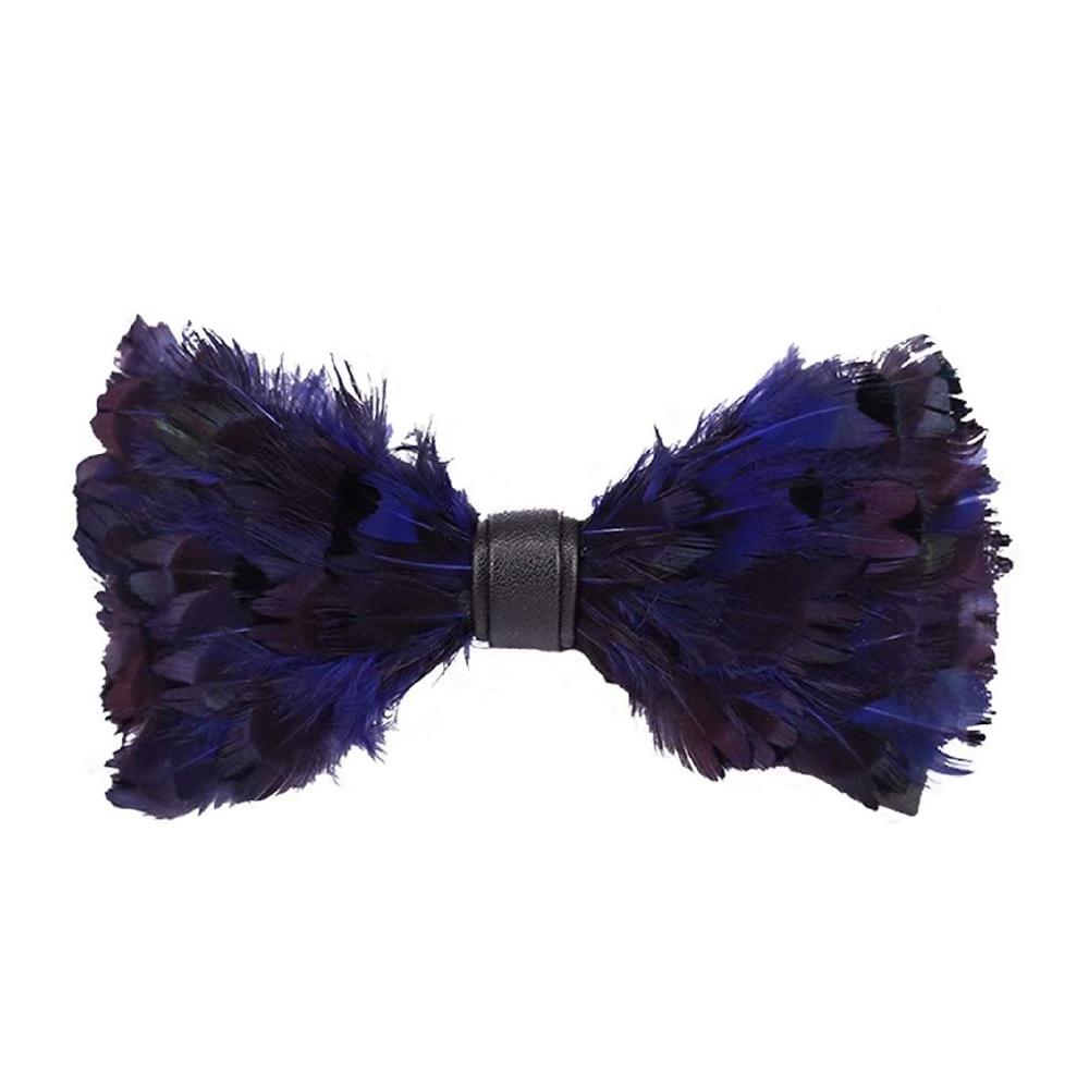 Mens Natural Feather Pre-Tied Bow Tie